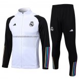 Chandal de Chaqueta del Real Madrid Nino 2023 2024 Blanco y Negro