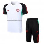 Chandal del Manchester United Manga Corta 2023 2024 Blanco y Negro - Pantalon Corto