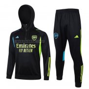 Chandal de Sudadera del Arsenal 2023 2024 Negro y Verde