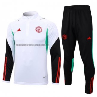 Chandal de Sudadera del Manchester United 2023 2024 Blanco