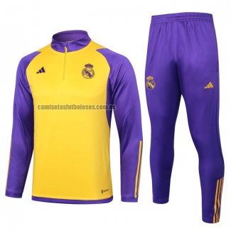 Chandal de Sudadera del Real Madrid Nino 2023 2024 Amarillo