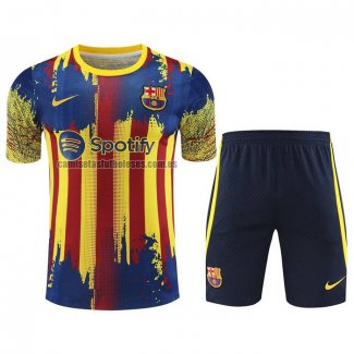 Chandal del Barcelona Manga Corta 2023 2024 Amarillo y Azul - Pantalon Corto