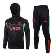 Chandal de Sudadera del Manchester United Nino 2023 2024 Negro y Rojo