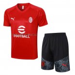 Chandal del AC Milan Manga Corta 2023 2024 Rojo - Pantalon Corto