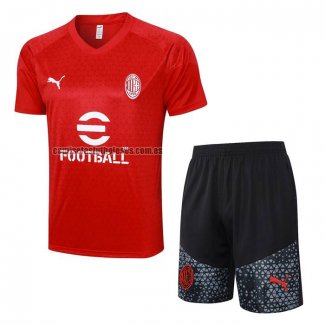 Chandal del AC Milan Manga Corta 2023 2024 Rojo - Pantalon Corto