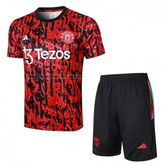 Chandal del Manchester United Manga Corta 2023 2024 Rojo - Pantalon Corto