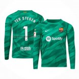 Camiseta Barcelona Jugador Ter Stegen Portero Manga Larga 2023 2024 Verde