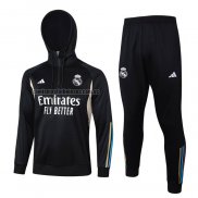 Chandal de Sudadera del Real Madrid 2023 2024 Negro y Blanco