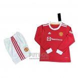 Camiseta Manchester United Primera Manga Larga Nino 2021-2022