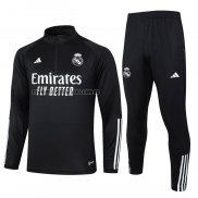 Chandal de Sudadera del Real Madrid 2023 2024 Negro y Blanco