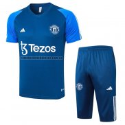 Chandal del Manchester United Manga Corta 2023 2024 Azul - Pantalon Corto