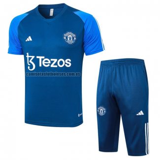 Chandal del Manchester United Manga Corta 2023 2024 Azul - Pantalon Corto