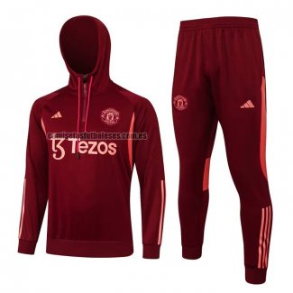 Chandal de Sudadera del Manchester United Nino 2023 2024 Rojo Oscuro